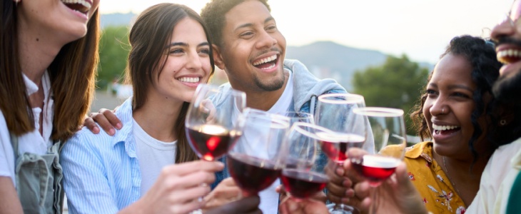 Group of people enjoying a winery tour